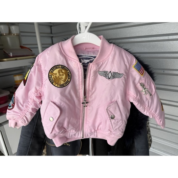 MA1 Other - Up And Away USAF MA-1 Flight Jacket Girls 3T Pink Bomber Top Gun Pilot Patches